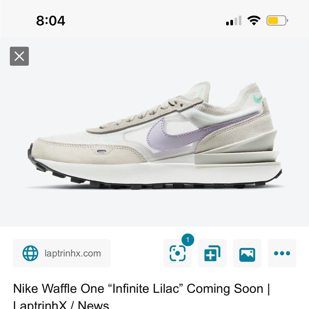 Nike Waffle One, Lilac. Size 8